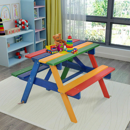 4 Seat Kids Picnic Table With Umbrella, Multicolor Kids Table & Chair Sets at Gallery Canada