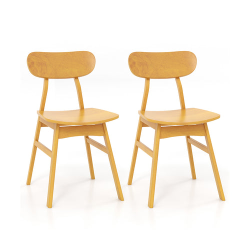 Set Of 2 Modern Dining Chairs, Curved Backrest, Natural