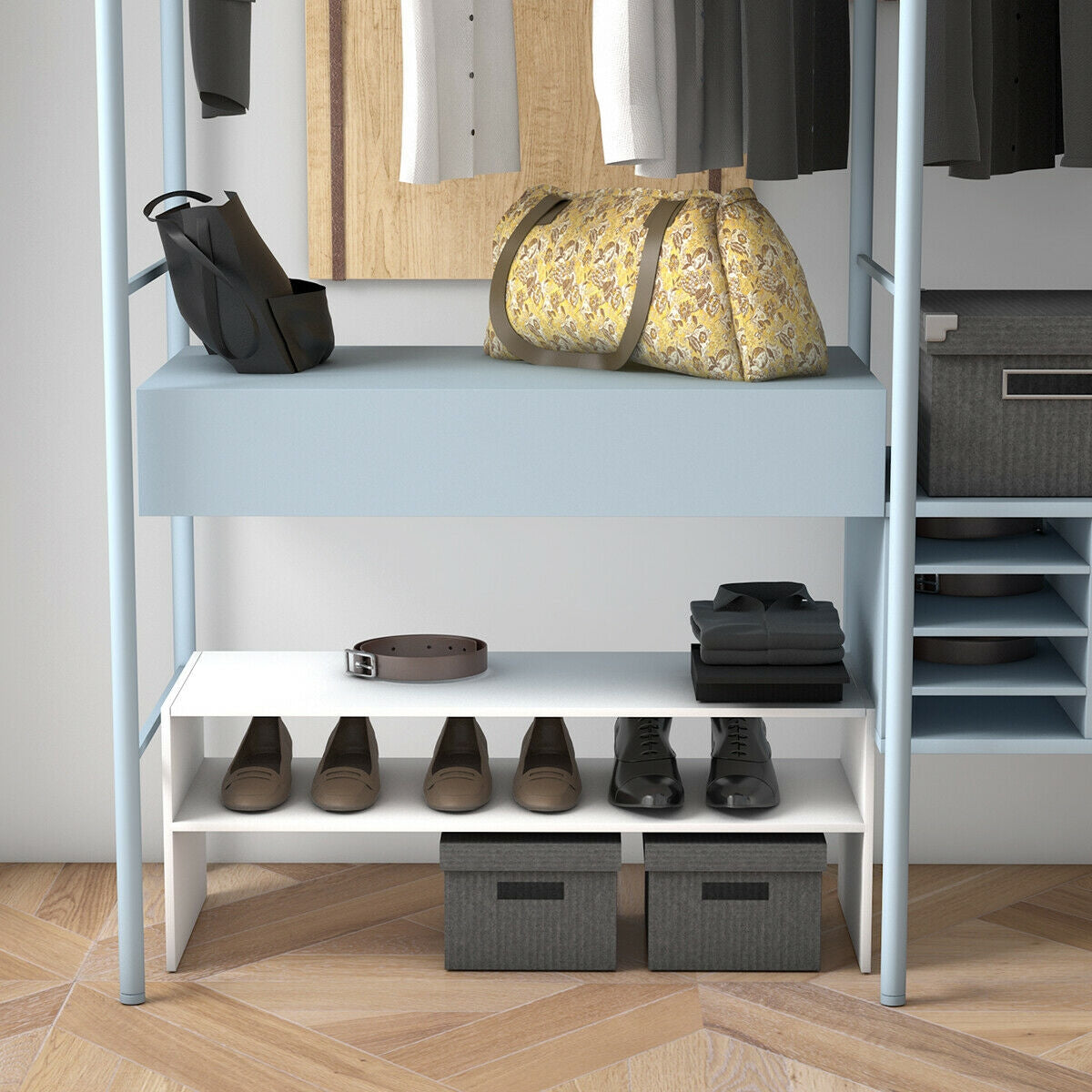 31-Inch Stackable Multi-Shape Shoe Rack, 3 Pieces, White Shoe Racks & Storage Benches at Gallery Canada