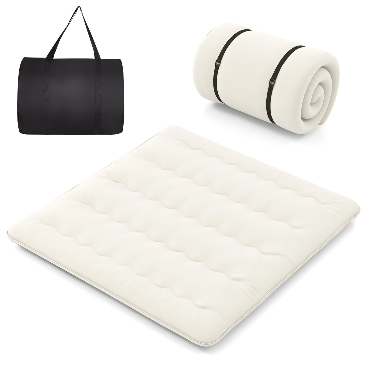 King Size Futon Mattress, Washable Cover, Floor Sleeping Pad, Beige Mattresses Beige at Gallery Canada