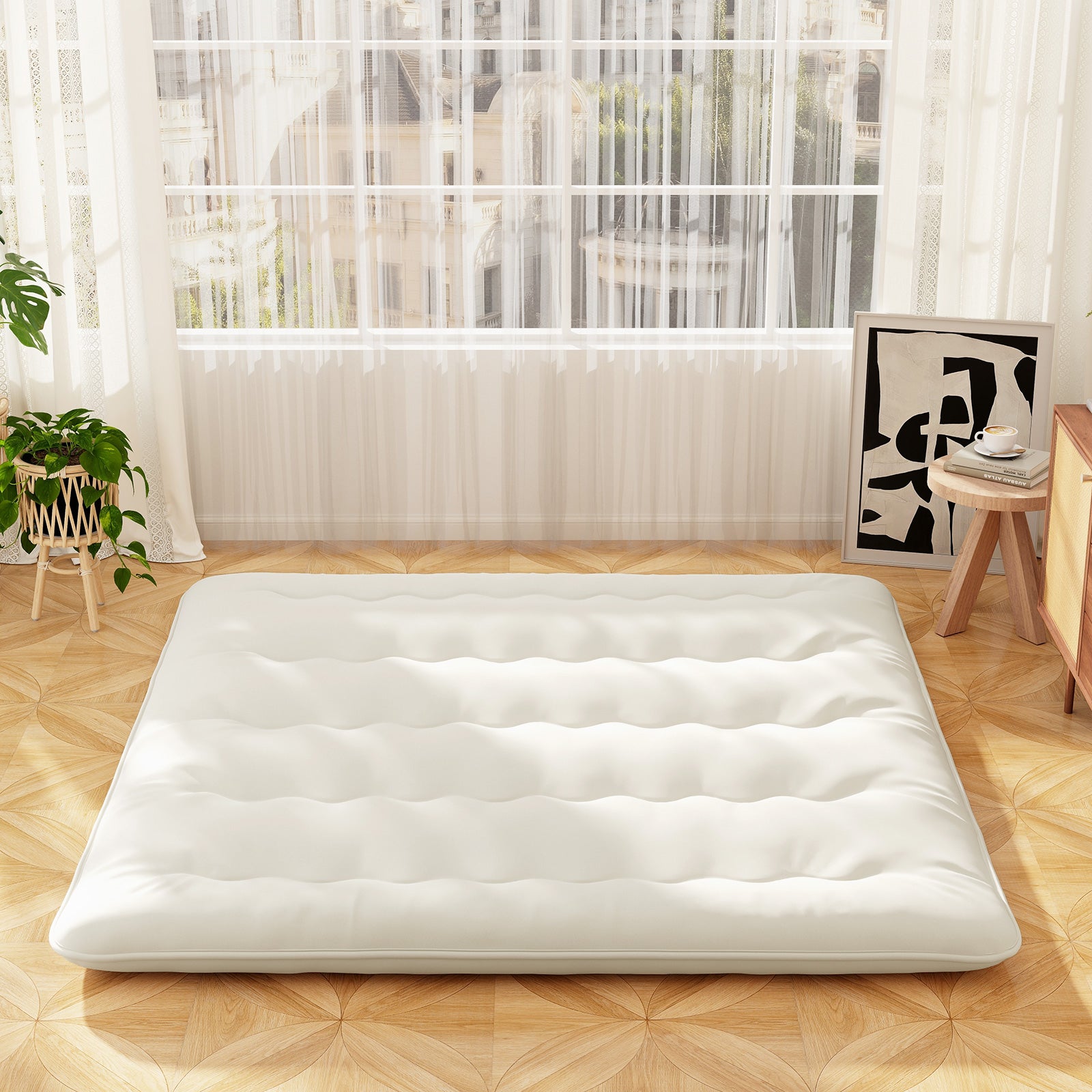 King Size Futon Mattress, Washable Cover, Floor Sleeping Pad, Beige Mattresses at Gallery Canada