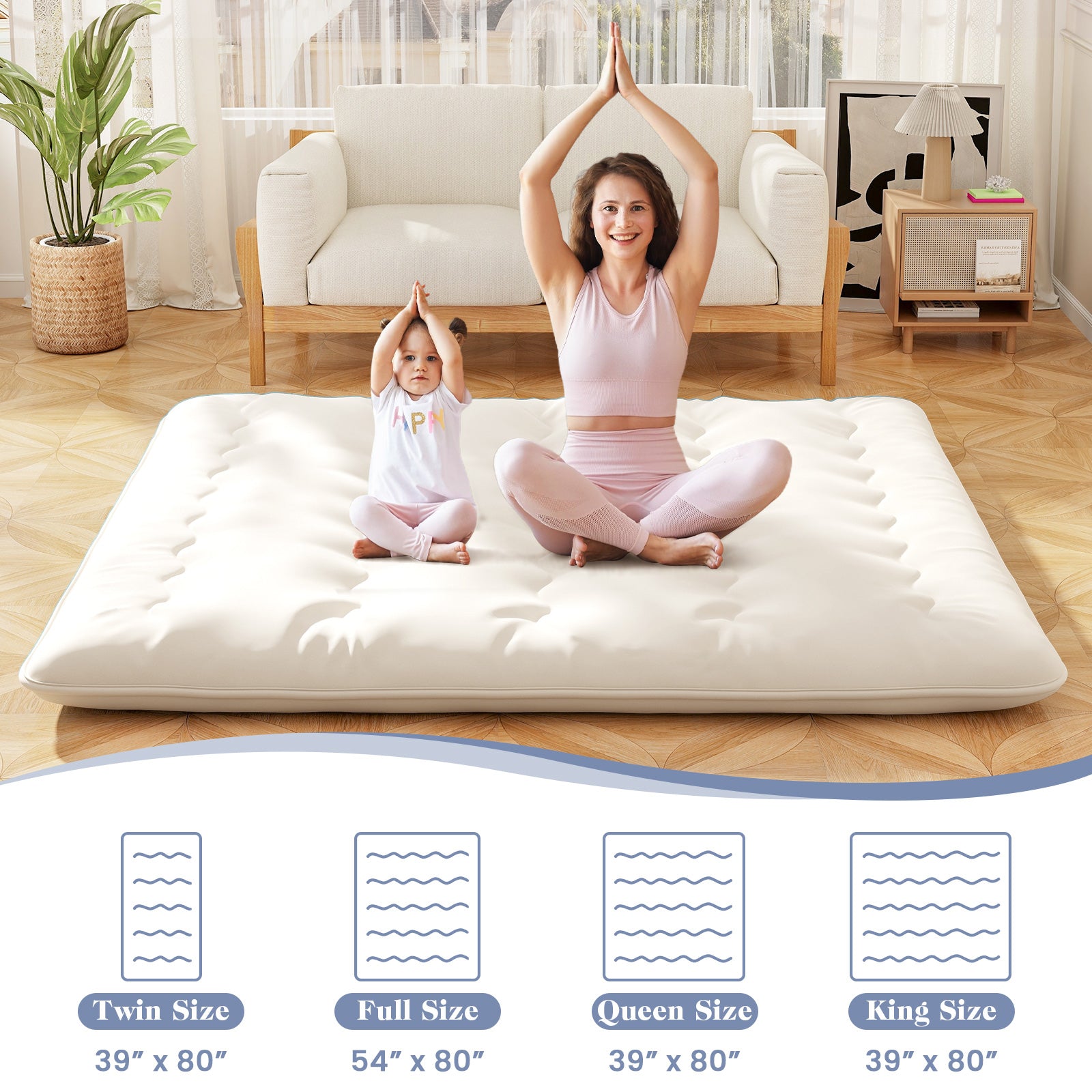 King Size Futon Mattress, Washable Cover, Floor Sleeping Pad, Beige Mattresses at Gallery Canada