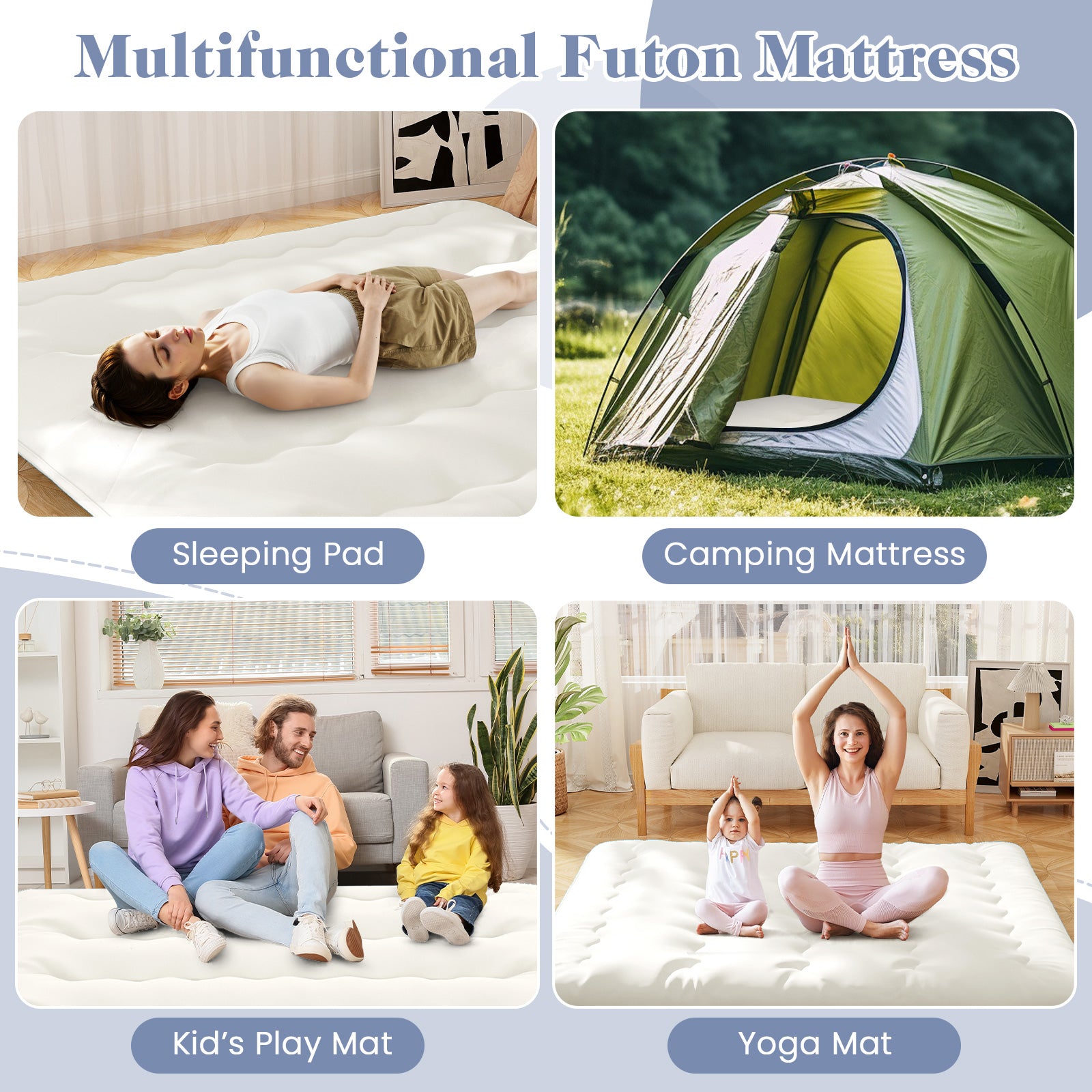 King Size Futon Mattress, Washable Cover, Floor Sleeping Pad, Beige Mattresses at Gallery Canada