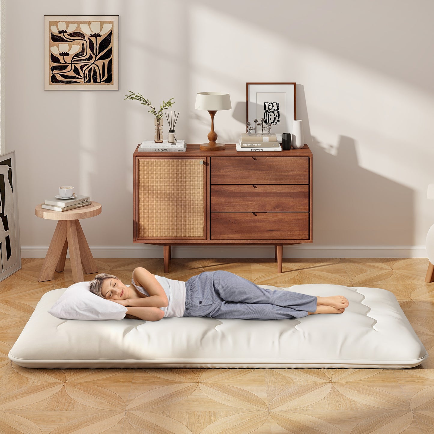 Twin Size Futon Mattress, Washable Cover, Beige Mattresses at Gallery Canada