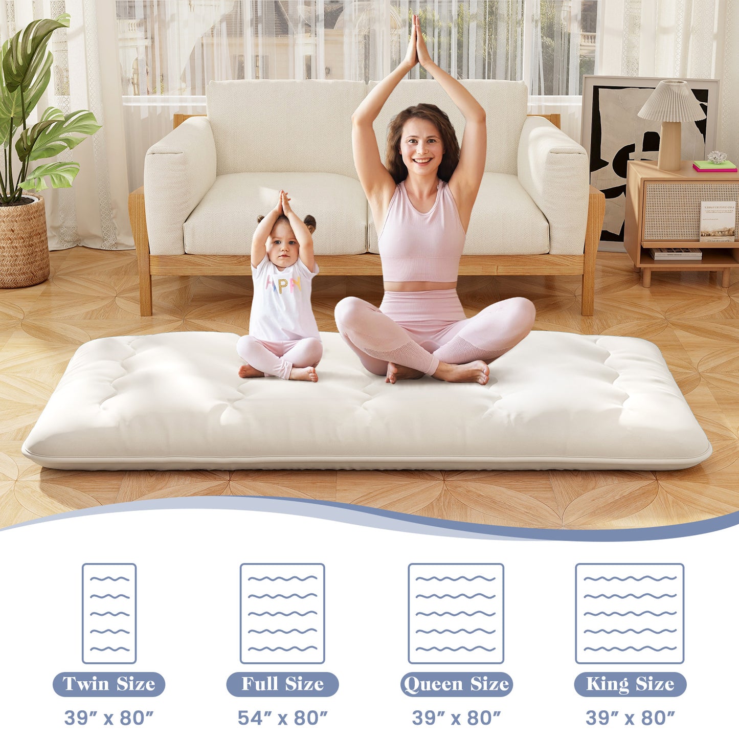 Twin Size Futon Mattress, Washable Cover, Beige Mattresses at Gallery Canada