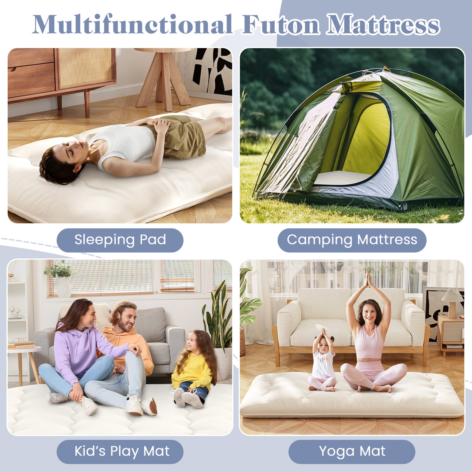 Twin Size Futon Mattress, Washable Cover, Beige Mattresses at Gallery Canada