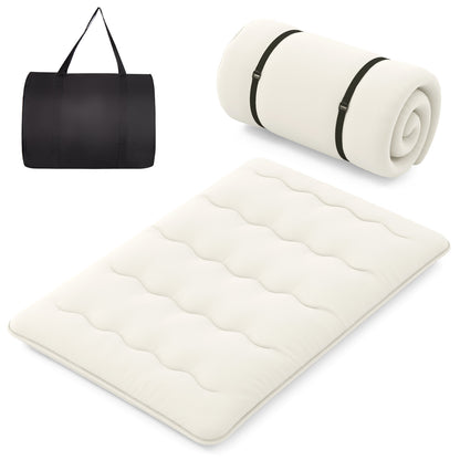 Full Size Futon Mattress, Washable Cover, Floor Sleeping Pad, Beige Mattresses Beige at Gallery Canada
