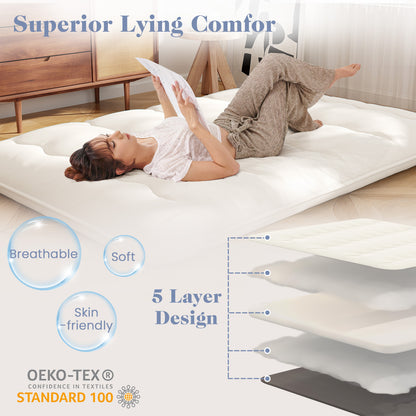 Full Size Futon Mattress, Washable Cover, Floor Sleeping Pad, Beige Mattresses at Gallery Canada
