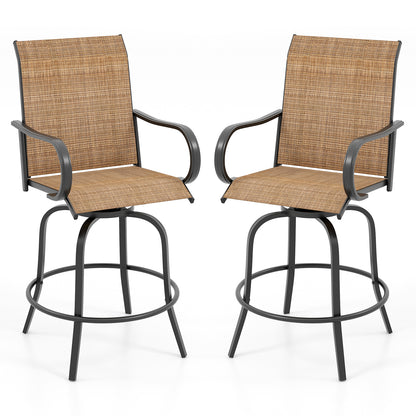 2 Piece 360 Rotation Swivel Bar Stool Set, Brown Patio Bar Furniture Brown at Gallery Canada