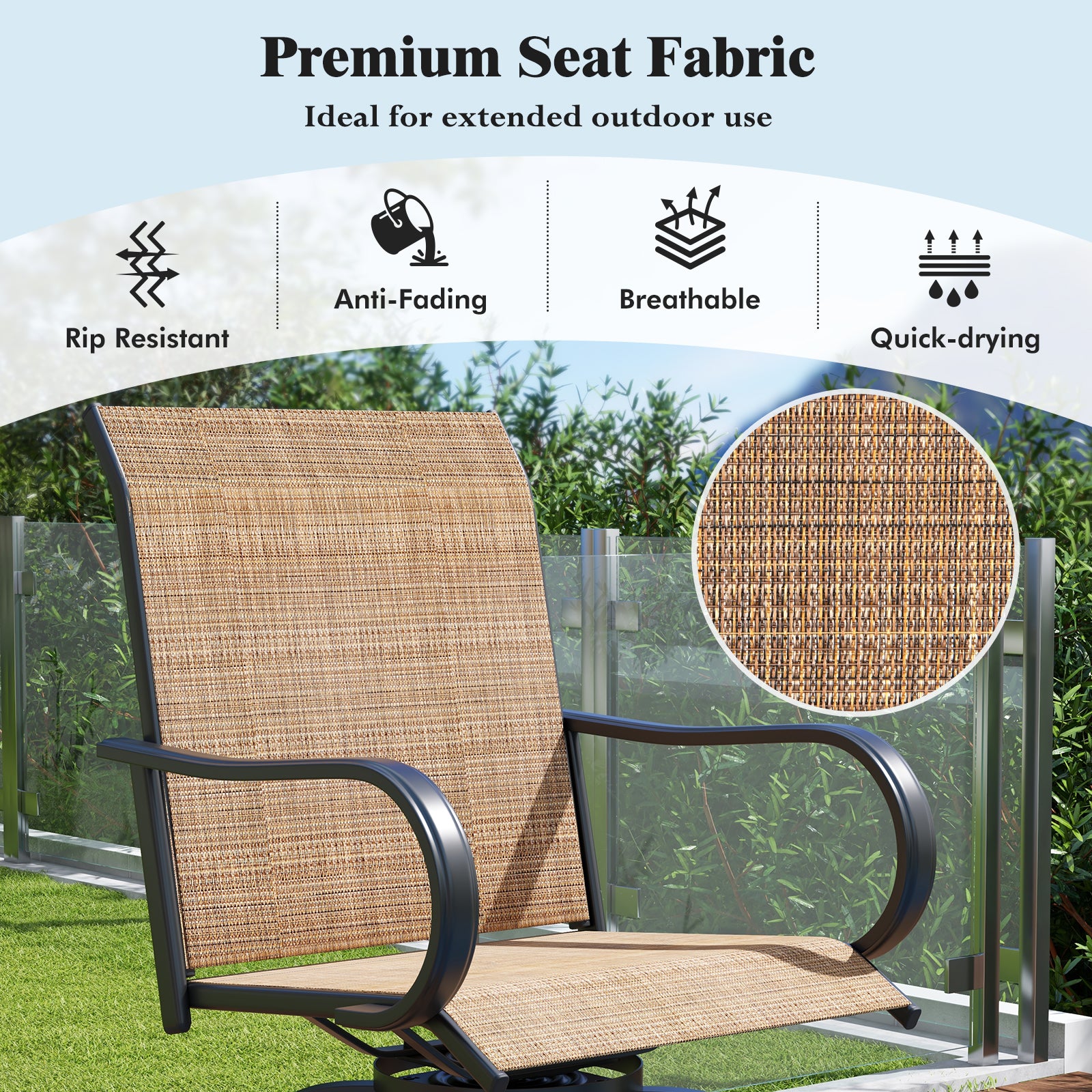 2 Piece 360 Rotation Swivel Bar Stool Set, Brown Patio Bar Furniture at Gallery Canada