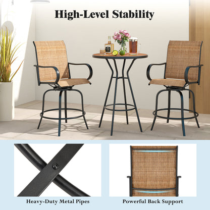 2 Piece 360 Rotation Swivel Bar Stool Set, Brown Patio Bar Furniture at Gallery Canada