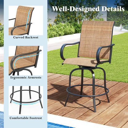 2 Piece 360 Rotation Swivel Bar Stool Set, Brown Patio Bar Furniture at Gallery Canada