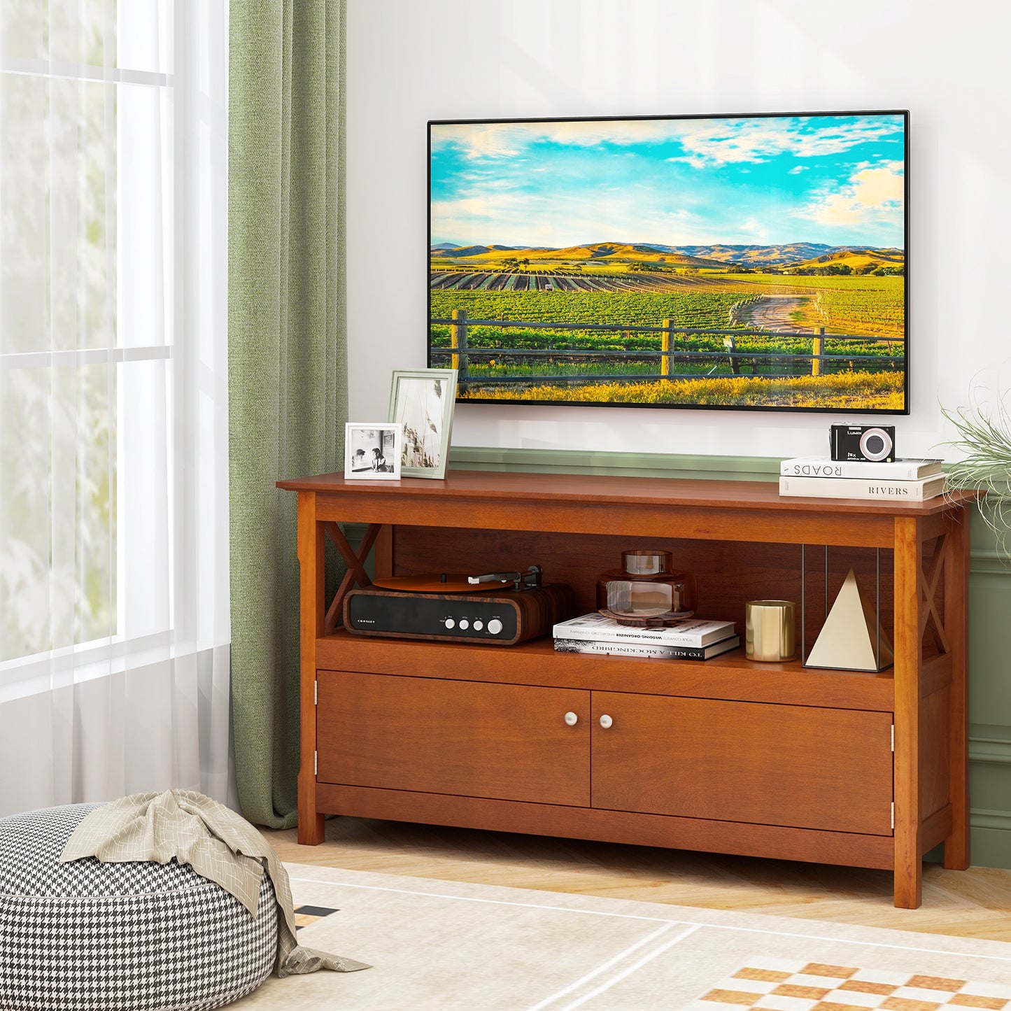 TV Stand Entertainment Center, Charging Station, 50 Inch, Brown Entertainment Centers & TV Stands at Gallery Canada