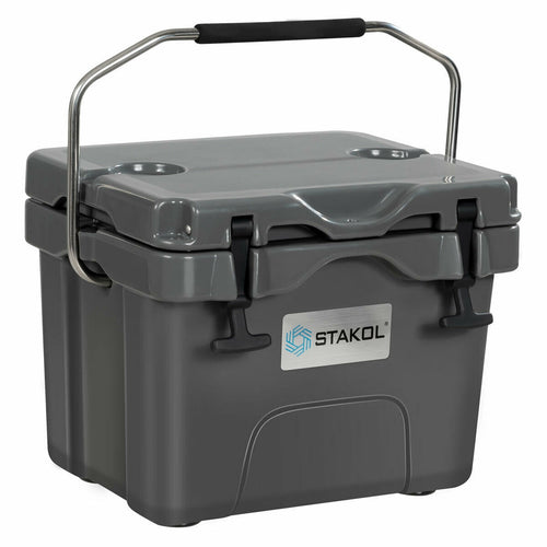 16 Quart Portable Insulated Ice Cooler, 24-Can Capacity, Gray