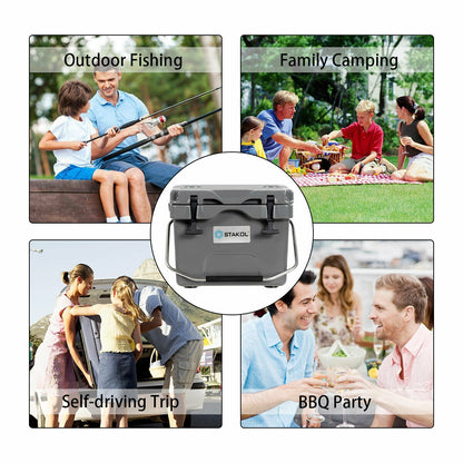 16 Quart Portable Insulated Ice Cooler, 24-Can Capacity, Gray Wine & Beverage Coolers at Gallery Canada