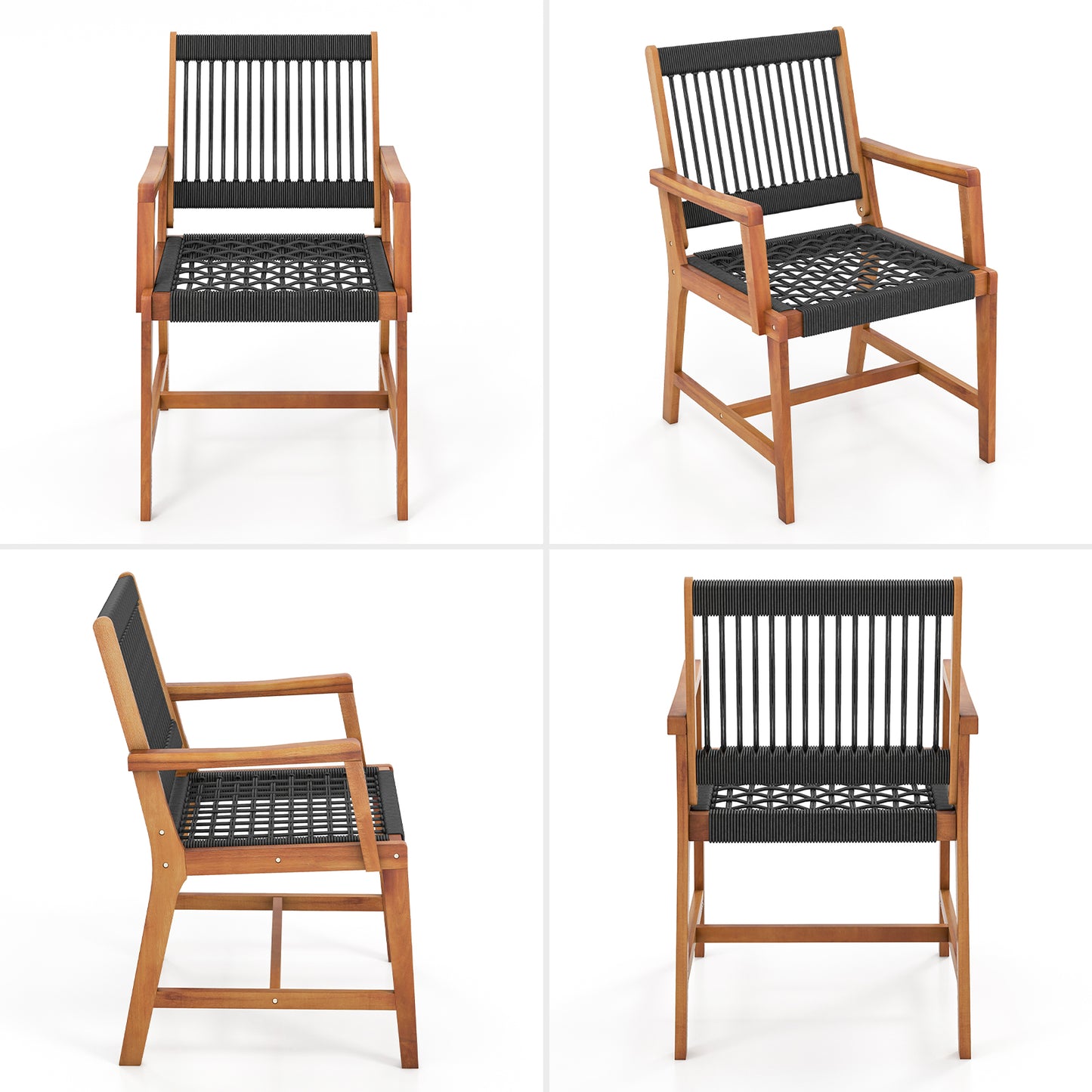 3 Piece Acacia Wood Patio Furniture Set, Armchairs Coffee Table, Multicolor Patio Conversation Sets at Gallery Canada