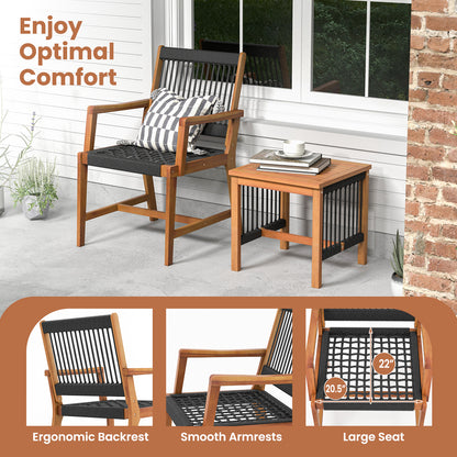 3 Piece Acacia Wood Patio Furniture Set, Armchairs Coffee Table, Multicolor Patio Conversation Sets at Gallery Canada