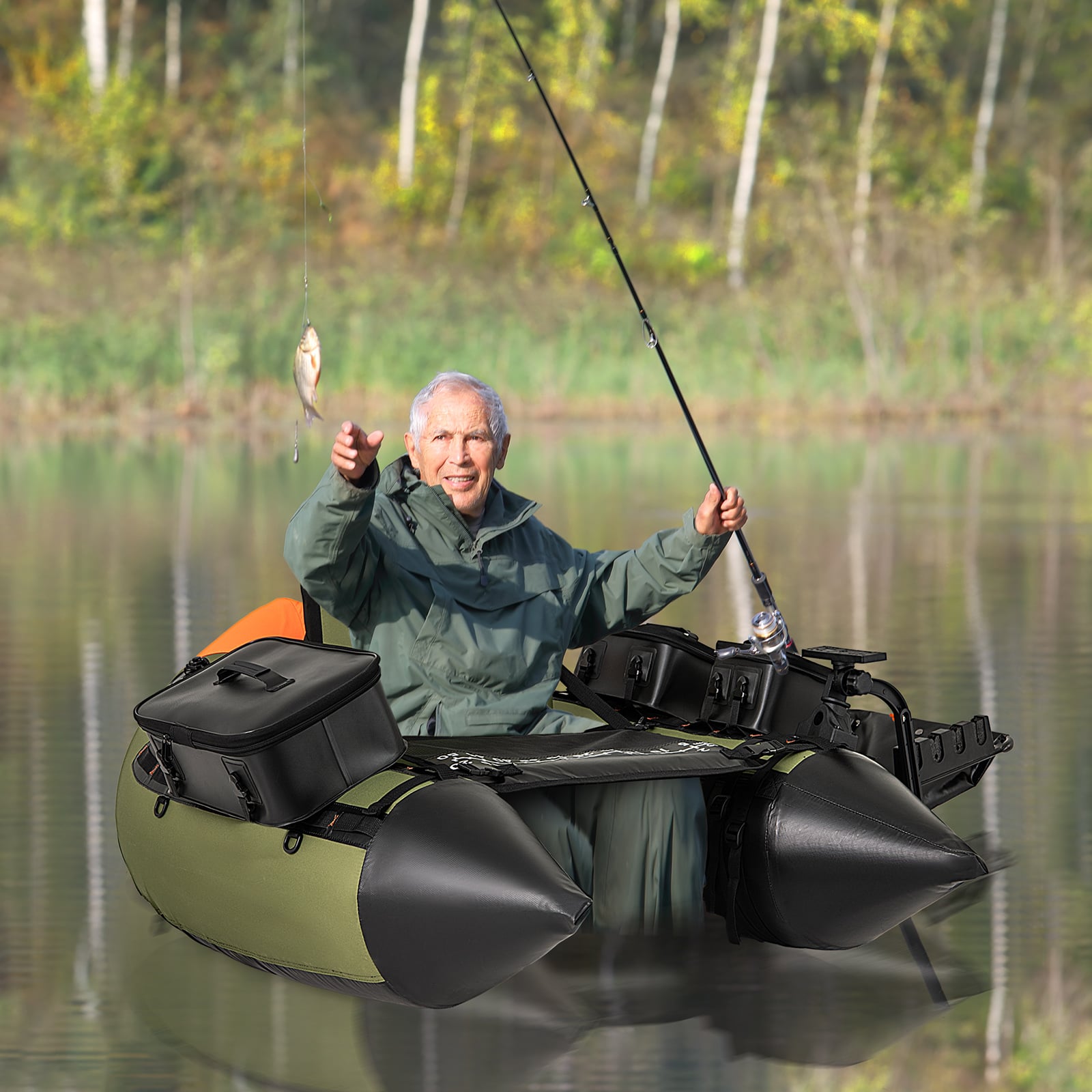 Portable Fishing Boat, 3 Detachable Storage Boxes, Green Surfing at Gallery Canada