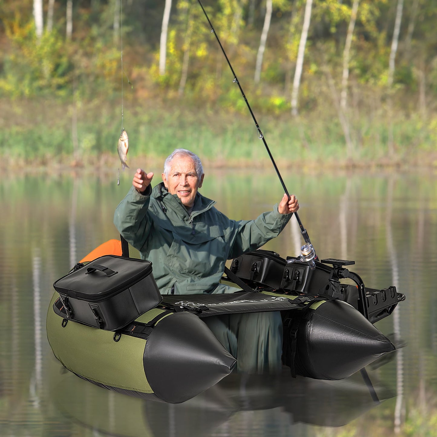 Portable Fishing Boat, 3 Detachable Storage Boxes, Green Surfing at Gallery Canada