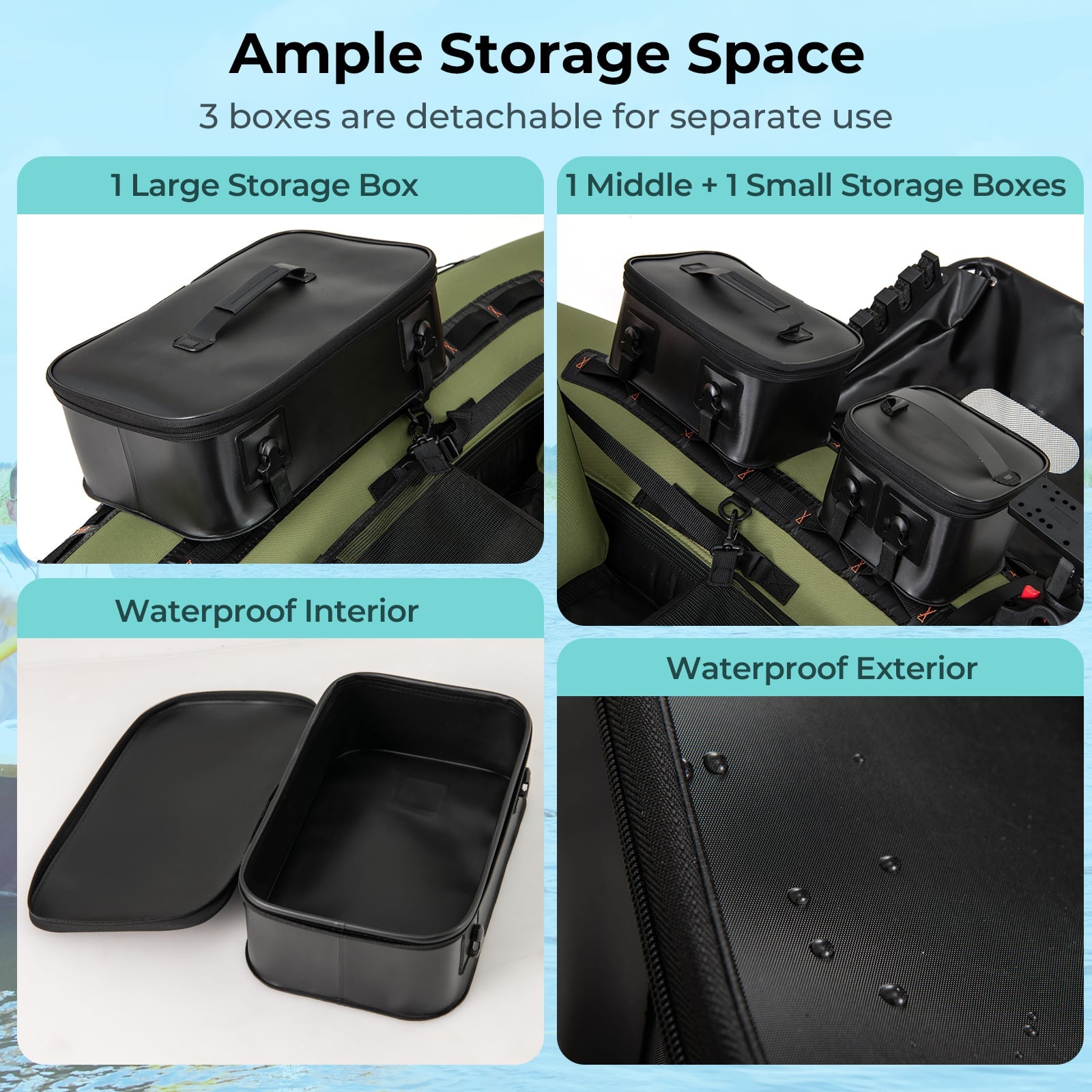Portable Fishing Boat, 3 Detachable Storage Boxes, Green Surfing at Gallery Canada