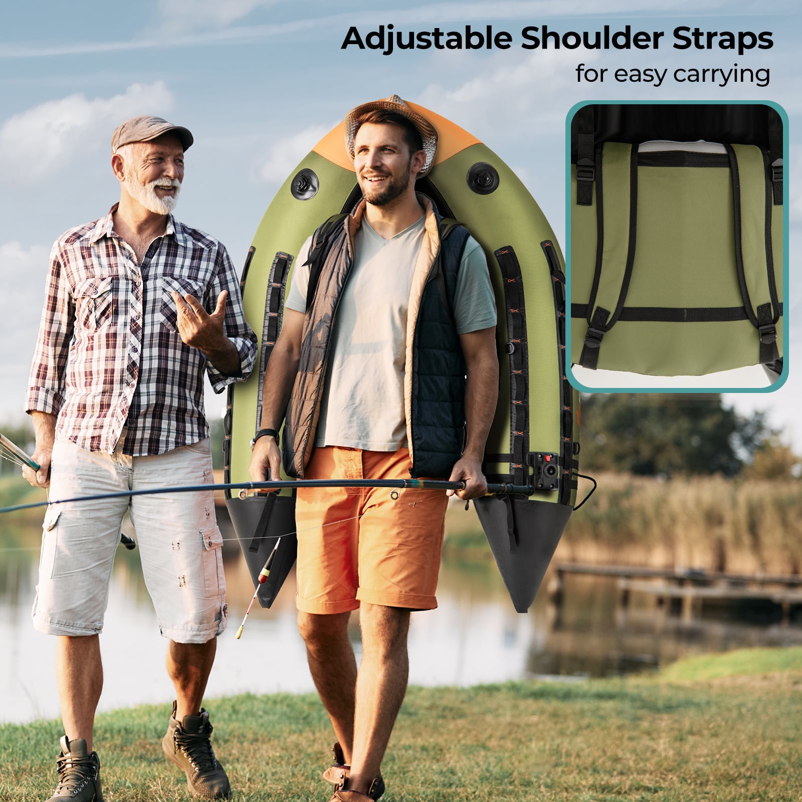 Portable Fishing Boat, 3 Detachable Storage Boxes, Green Surfing at Gallery Canada