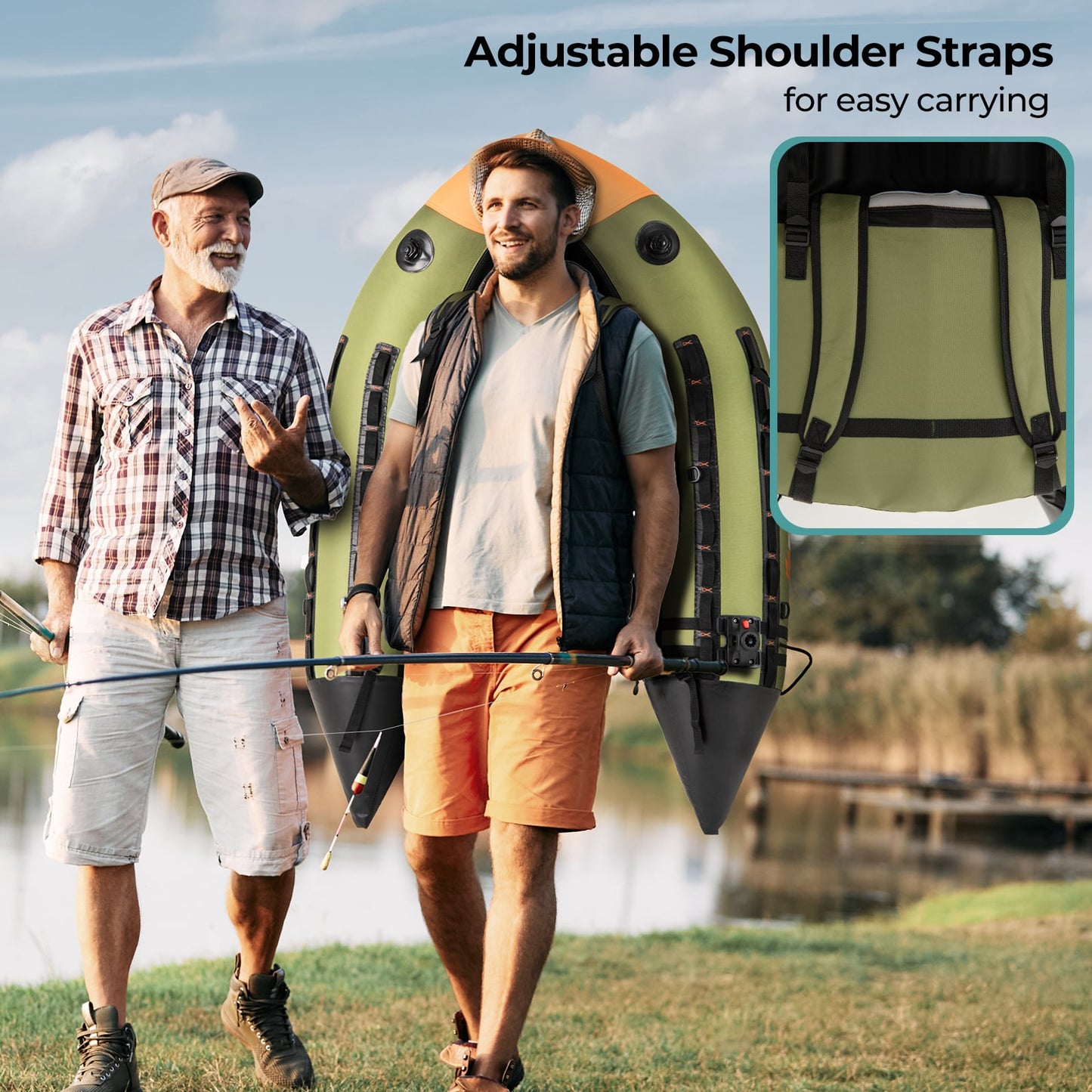 Portable Fishing Boat, 3 Detachable Storage Boxes, Green Surfing at Gallery Canada