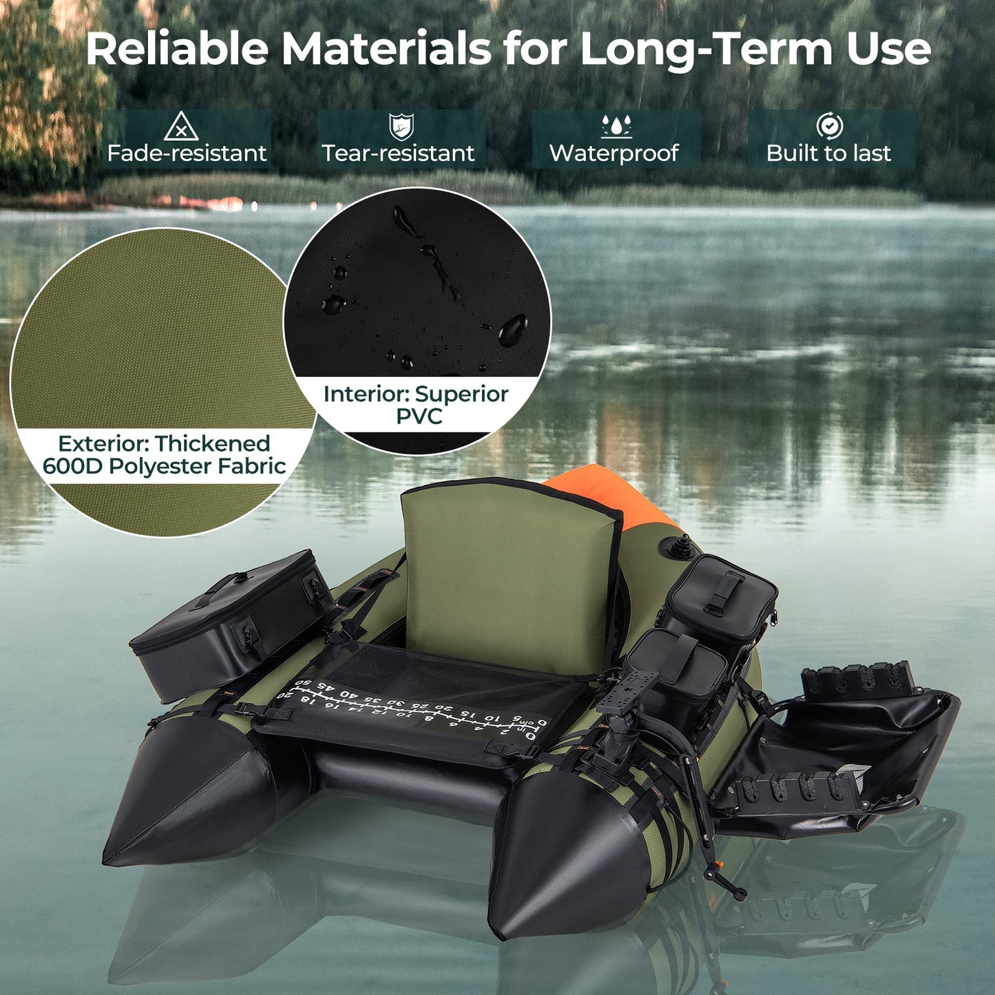 Portable Fishing Boat, 3 Detachable Storage Boxes, Green Surfing at Gallery Canada