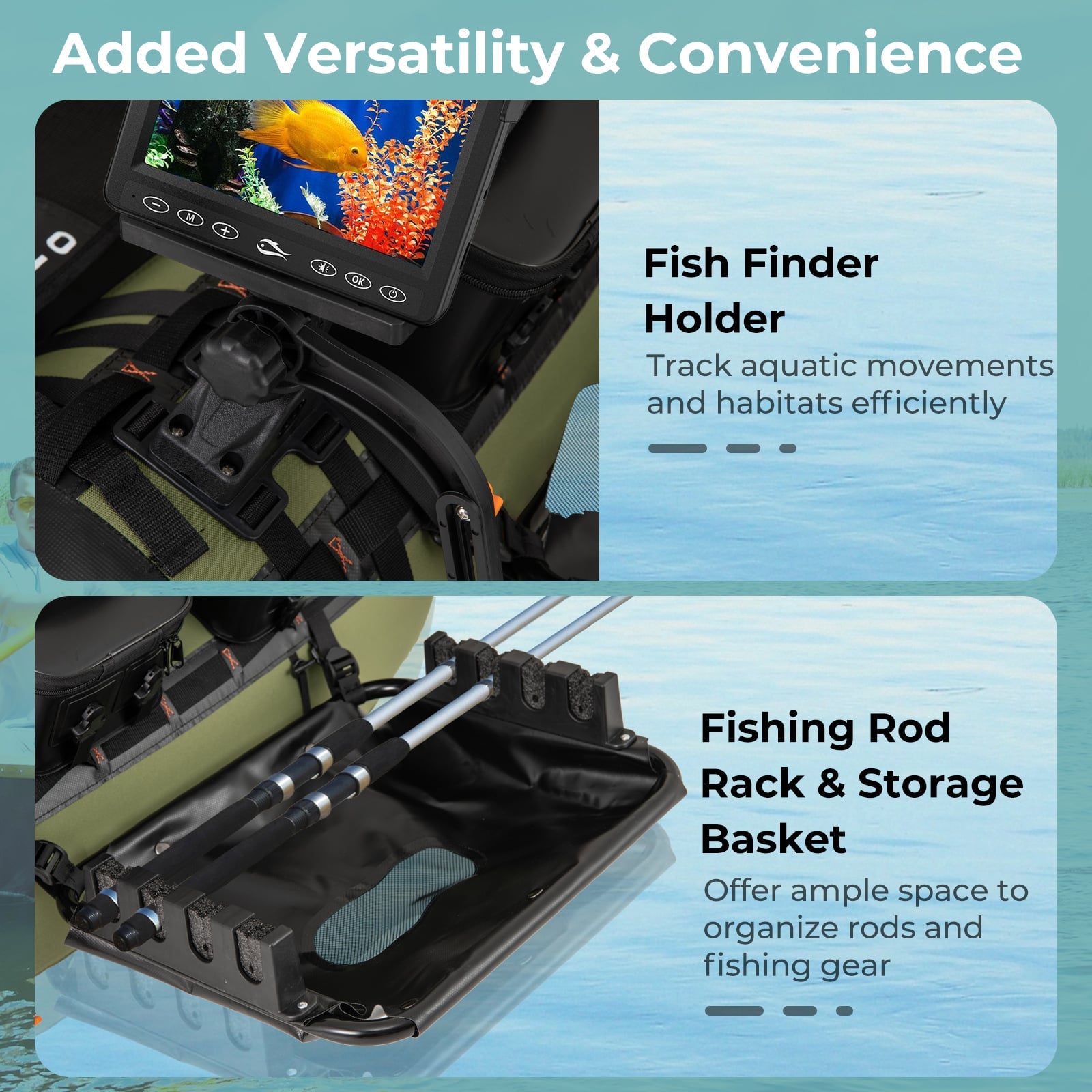 Portable Fishing Boat, 3 Detachable Storage Boxes, Green Surfing at Gallery Canada