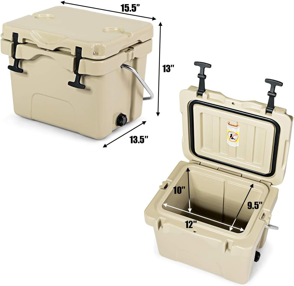 16 Quart 24-Can Insulated Ice Cooler, 2 Cup Holders, Khaki Wine & Beverage Coolers at Gallery Canada