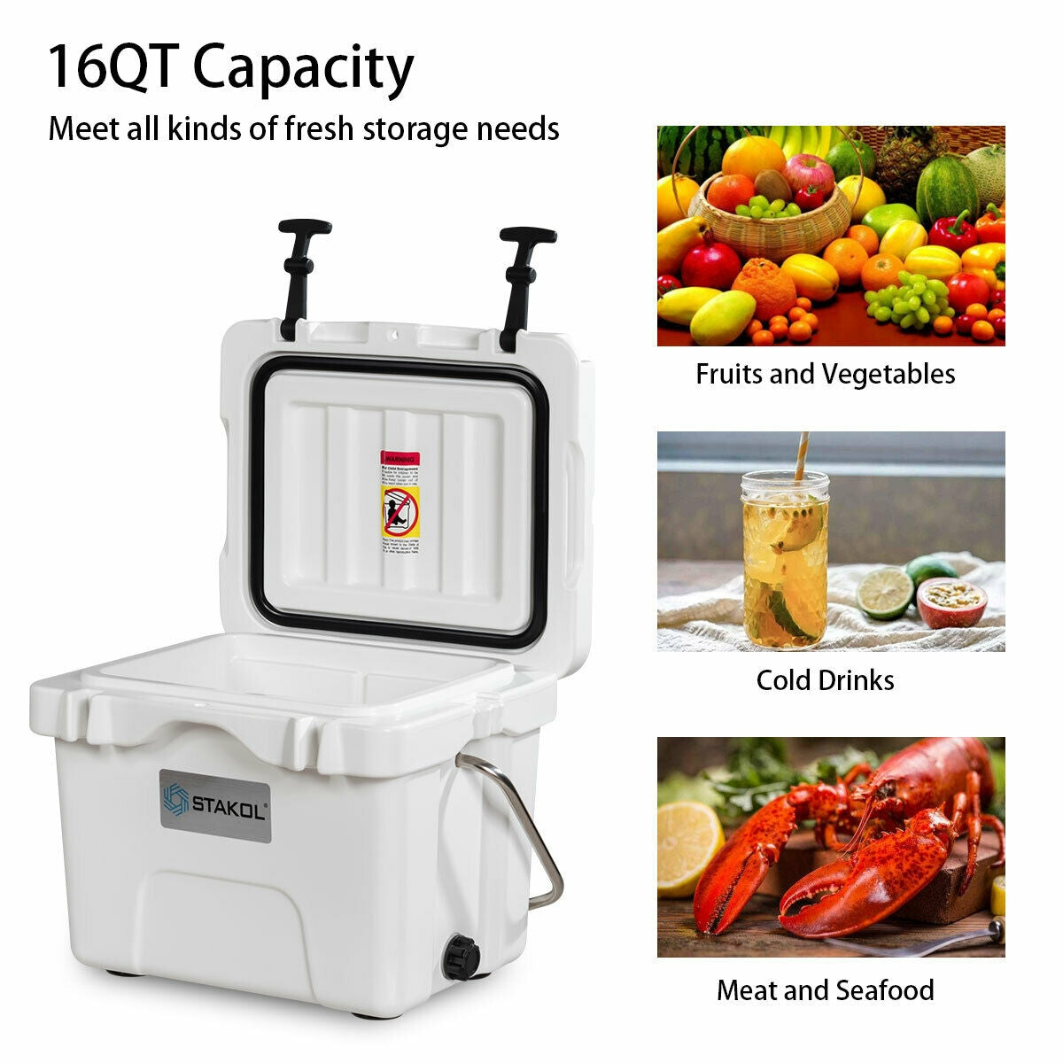 16 Quart Portable Insulated Ice Cooler, 24-Can Capacity, White Wine & Beverage Coolers at Gallery Canada