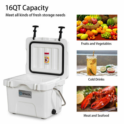 16 Quart Portable Insulated Ice Cooler, 24-Can Capacity, White Wine & Beverage Coolers at Gallery Canada