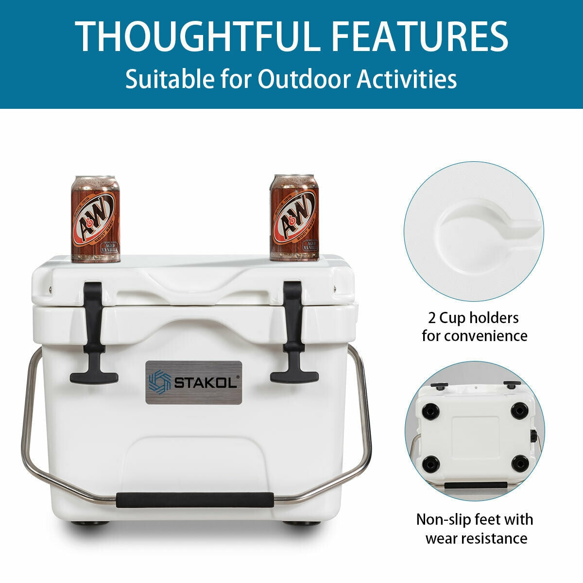 16 Quart Portable Insulated Ice Cooler, 24-Can Capacity, White Wine & Beverage Coolers at Gallery Canada