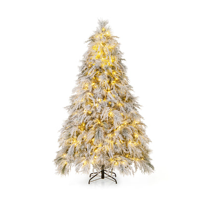 7 Ft Pre-Lit Snow Flocked Christmas Tree, Warm White LED Lights, White Christmas Tree at Gallery Canada