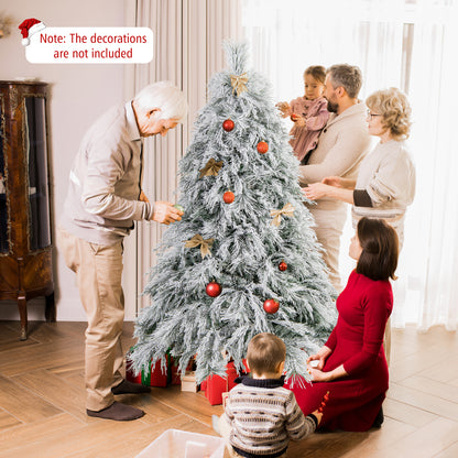 6 Ft Pre-Lit Snow Flocked Christmas Tree, Warm White LED Lights, White Christmas Tree at Gallery Canada