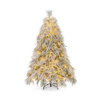 6 Ft Pre-Lit Snow Flocked Christmas Tree, Warm White LED Lights, White Christmas Tree White at Gallery Canada