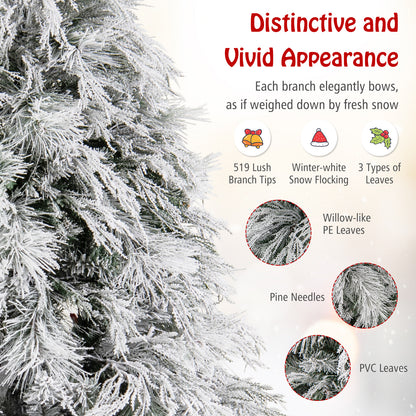6 Ft Pre-Lit Snow Flocked Christmas Tree, Warm White LED Lights, White Christmas Tree at Gallery Canada