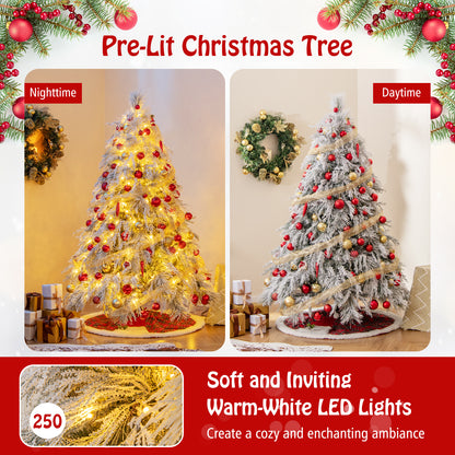 6 Ft Pre-Lit Snow Flocked Christmas Tree, Warm White LED Lights, White Christmas Tree at Gallery Canada
