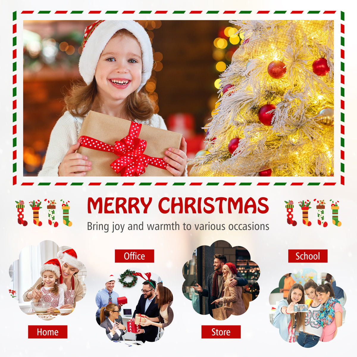 6 Ft Pre-Lit Snow Flocked Christmas Tree, Warm White LED Lights, White Christmas Tree at Gallery Canada