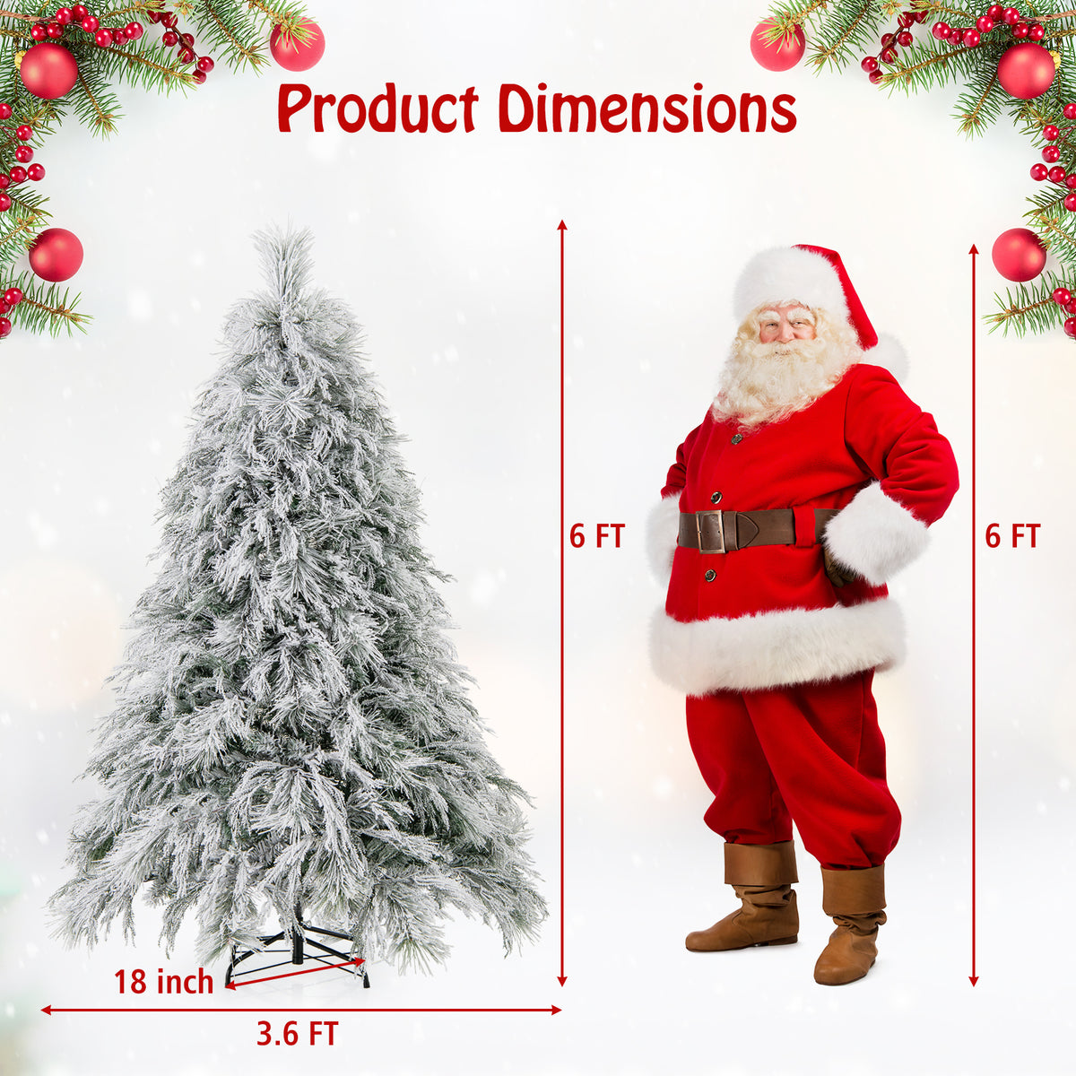 6 Ft Pre-Lit Snow Flocked Christmas Tree, Warm White LED Lights, White Christmas Tree at Gallery Canada