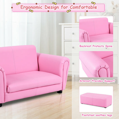 Kids Double Sofa with Ottoman, Soft, Pink Kids Chairs & Seating at Gallery Canada