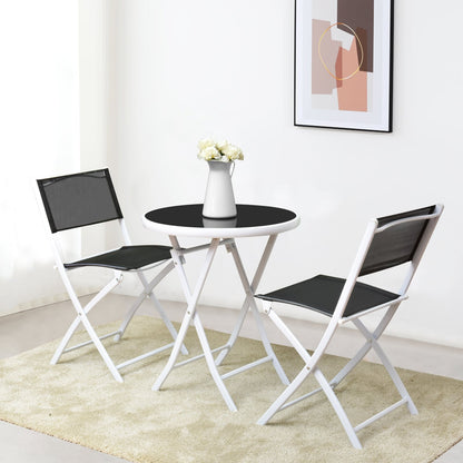 3 PCS Folding Bistro Table Chairs Set Garden Backyard Patio Furniture Black New, Black Patio Conversation Sets at Gallery Canada