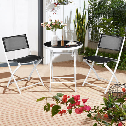 3 PCS Folding Bistro Table Chairs Set Garden Backyard Patio Furniture Black New, Black Patio Conversation Sets at Gallery Canada