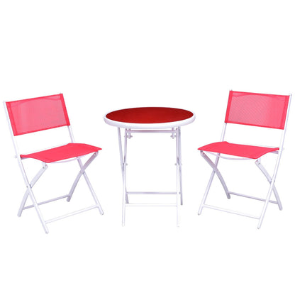 3 Piece Patio Folding Bistro Set, Red Patio Conversation Sets Red at Gallery Canada