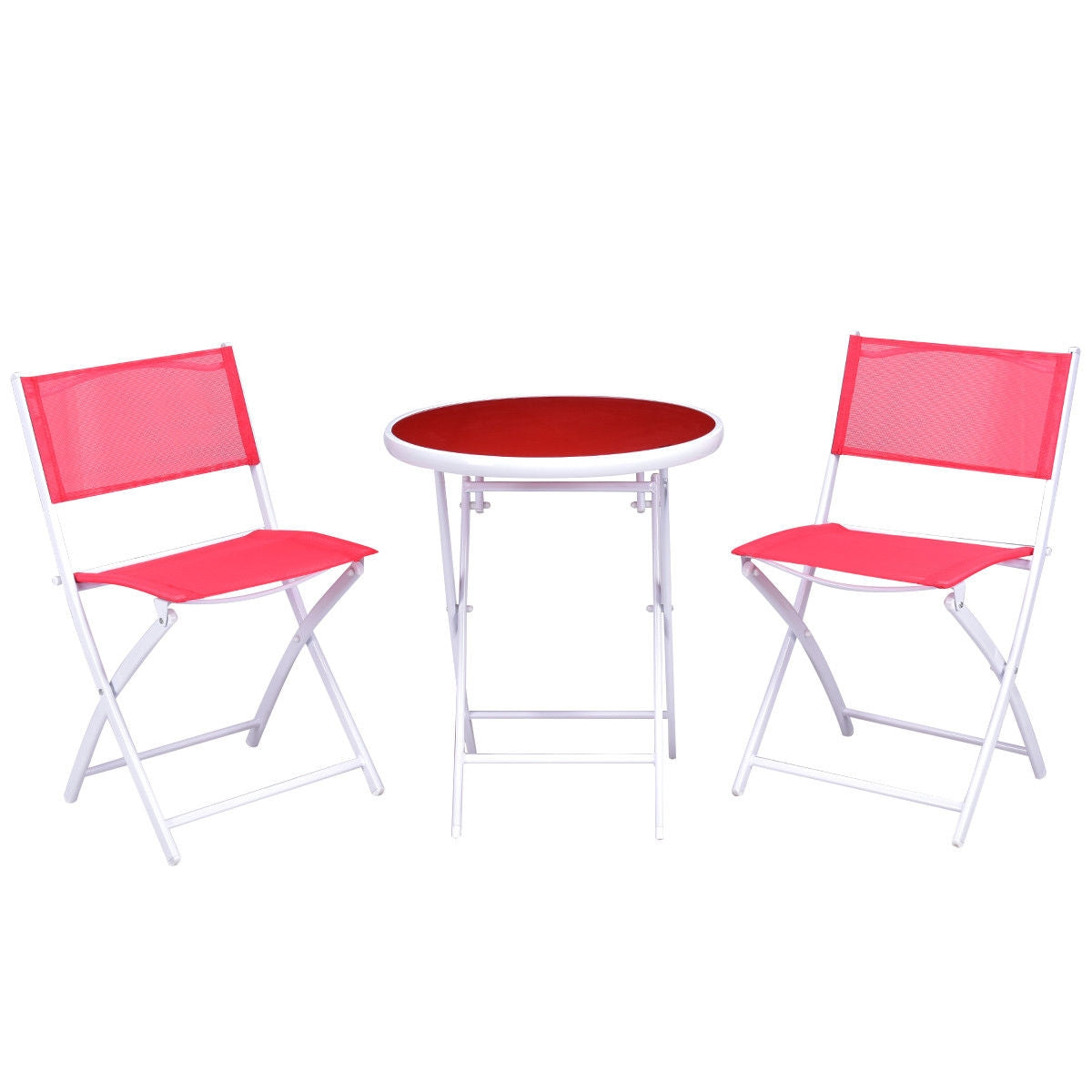 3 Piece Patio Folding Bistro Set, Red Patio Conversation Sets at Gallery Canada