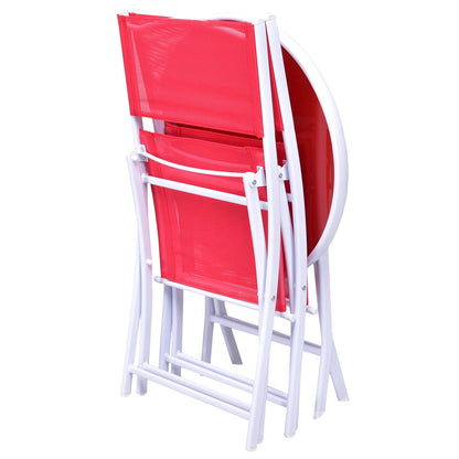 3 Piece Patio Folding Bistro Set, Red Patio Conversation Sets at Gallery Canada