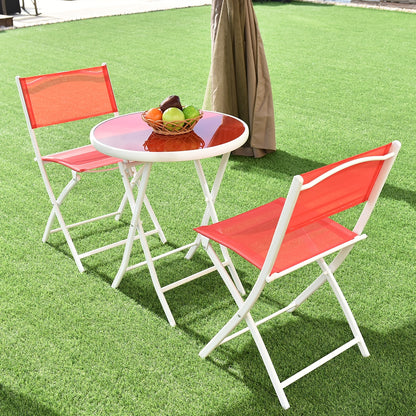 3 Piece Patio Folding Bistro Set, Red Patio Conversation Sets at Gallery Canada
