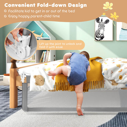 59 Inch Extra Long Folding Breathable Bed Rail Guard With Safety Strap, Gray Bed Rails at Gallery Canada