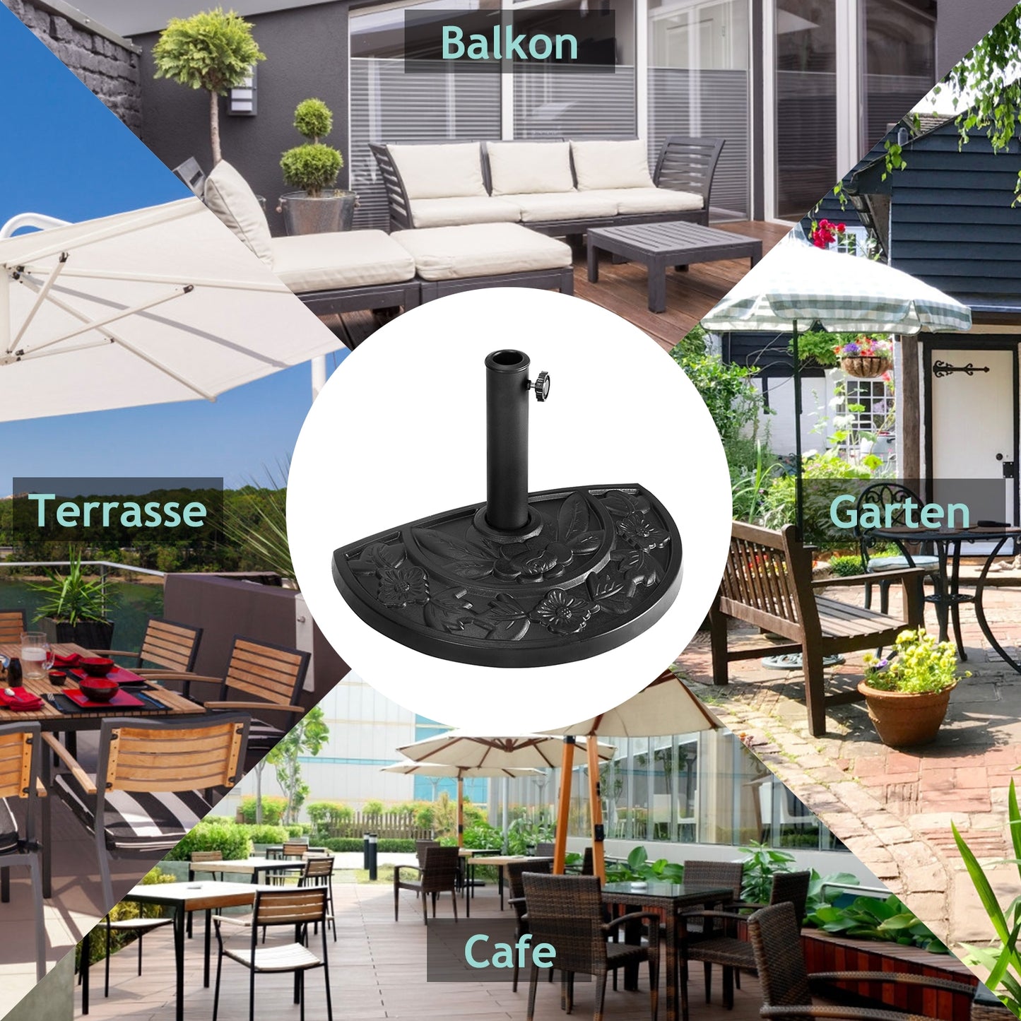 17.5 Inch Heavy Duty Square Umbrella Base, 30 lbs, Bronze Outdoor Umbrella Bases at Gallery Canada