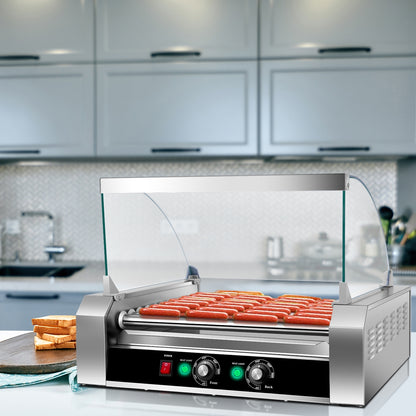 Commercial 11 Roller Grill, 30 Hot Dog Cooker Machine, Silver Food Warmers & Burners at Gallery Canada