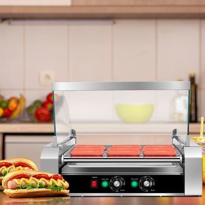 Commercial 11 Roller Grill, 30 Hot Dog Cooker Machine, Silver Food Warmers & Burners at Gallery Canada